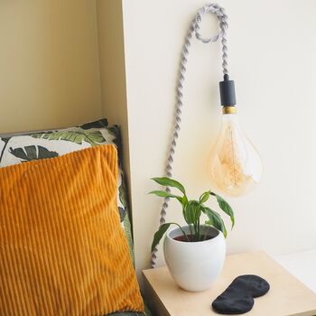 Macrame Hanging Accent Lamp With Globe Bulb, 6 of 11