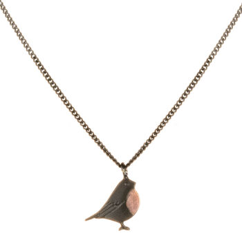 Handcrafted Solid Silver Robin Necklace With Rose Gold, 7 of 10