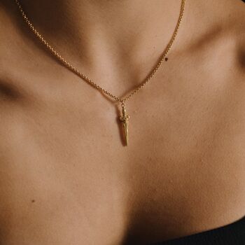 Tiny Blade Necklace 18 K Gold Sword Pendant, 3 of 4