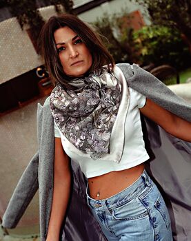 Limited Edition Orchid Floral 100% Silk Satin Scarf, 7 of 9