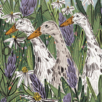 Orchard Ducks Art Print A3 Cottage / Countryside Art, 2 of 5