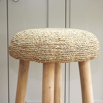 Wooden Bar Stool With Wicker Seat Ardennes, 4 of 5