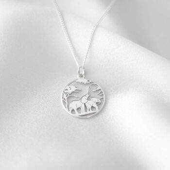 Elephant Family Sterling Silver Necklace, 2 of 7