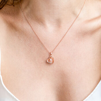 Rose Gold Hollow Heart Pendant Necklace With Crystal Detail, 2 of 3