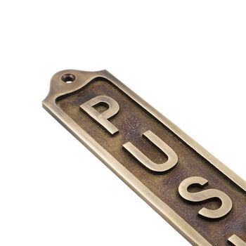 Custom Push Sign Brass Plaque With Vintage Finish, 2 of 12