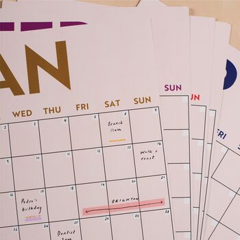 Large Monthly A3 Wall Planner | 12 Pages Simply Bright, 5 of 7