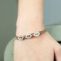 18ct Rose Gold Plated Evil Eye Brass Gold Zircon Bangle Bracelet, thumbnail 7 of 7