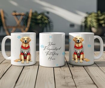 Personalised Golden Retriever In Christmas Jumper Mug, 2 of 2