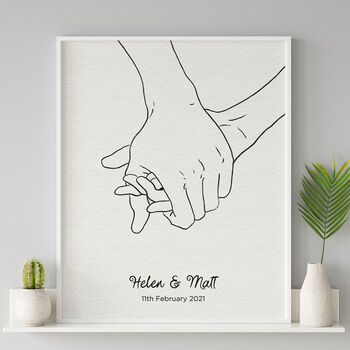 Personalised Holding Hands Wedding Print, 5 of 6