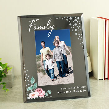 Personalised Floral 4x6 Diamanté Glass Photo Frame, 2 of 5