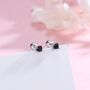 Tiny Black Cz Screw Back Earrings In Sterling Silver, thumbnail 1 of 11