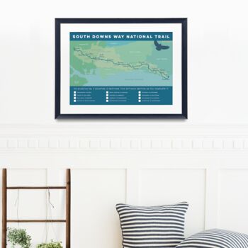 South Downs Way Art Print With Map And Tick List, 2 of 8