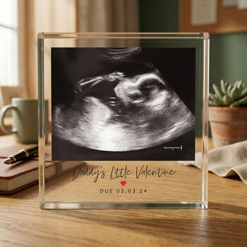Personalised Baby Scan Red Heart Photo Crystal Token, 3 of 9