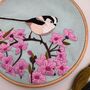 Cherry Blossom And Long Tailed Tit Embroidery Kit, thumbnail 2 of 9