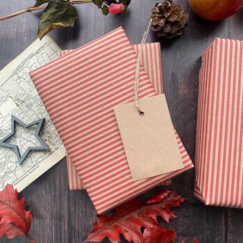 Red Stripe Paper Fibre Wrapping Paper Set, 5 of 12