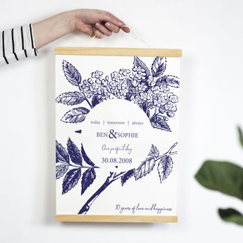 Personalised Botanical First Anniversary Paper Print, 7 of 8