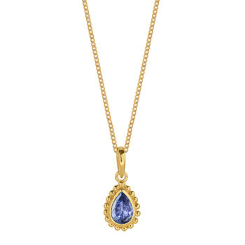 December Birthstone Tanzanite Gold Plated Huggie Hoop Earrings, 5 of 12