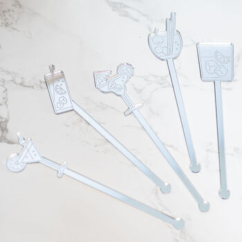 Set Of Five Cocktail Glass Themed Drink Stirrers, 4 of 4