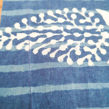 Bagru Block Printed Indigo Table Runner, Blue And White, 10 of 11
