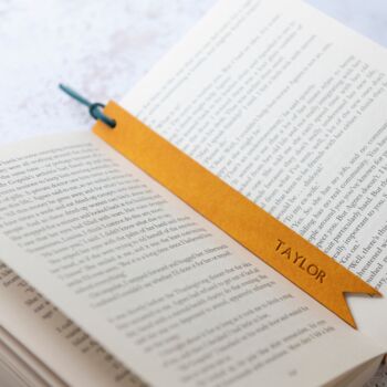 Handmade Personalised Leather Bookmark With Tassel, 3 of 7