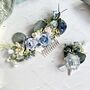 Dusty Blue And White Floral Hair Comb, thumbnail 3 of 10