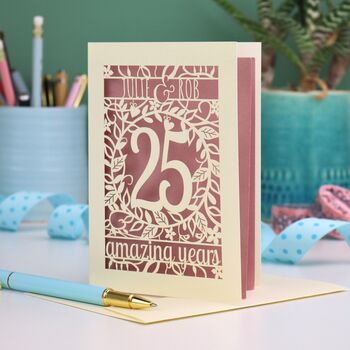 Silver Wedding Anniversary Card 25 Amazing Years, 3 of 7