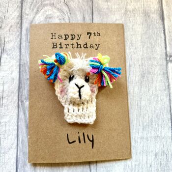 Personalised Age Name Llama Crochet Birthday Card Handmade, 5 of 12