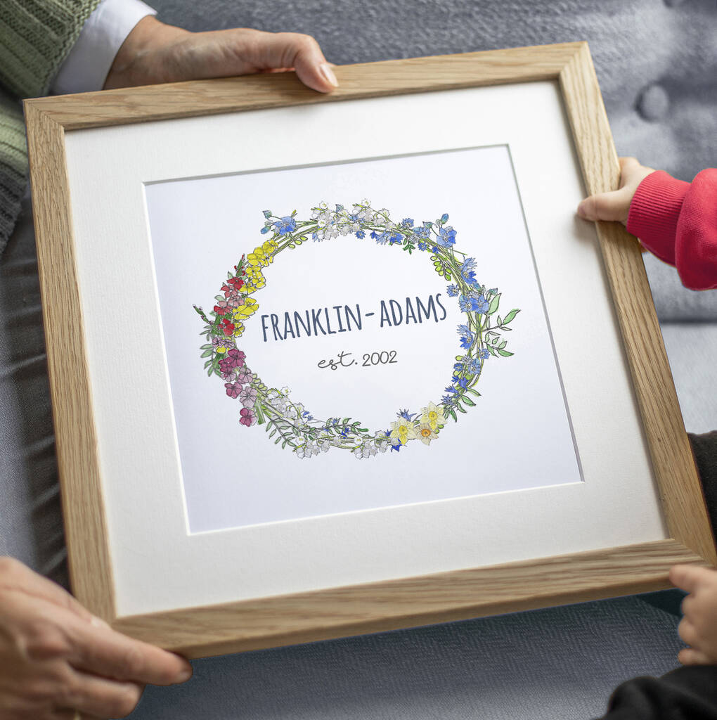 Personalised Family Birth Flowers Wreath Print, 1 of 4