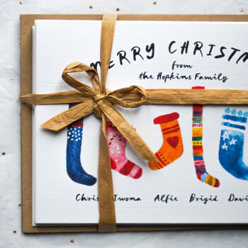 Personalised Christmas Stockings Card, 4 of 6
