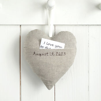 Personalised Linen Heart Anniversary Or Engagement Gift, 7 of 11