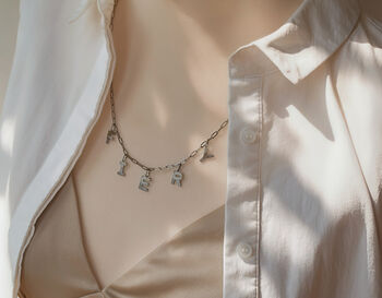 Silver Sunburst Name Necklace, 6 of 8