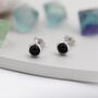 Sterling Silver Tiny Black Onyx Stud Earrings, thumbnail 2 of 11