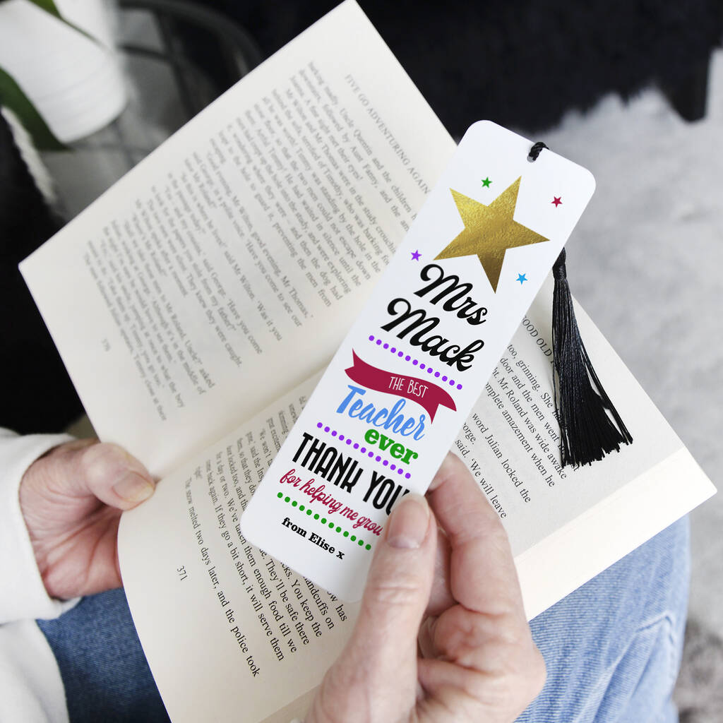 personalised aluminium metal thank you teacher bookmark by a type of