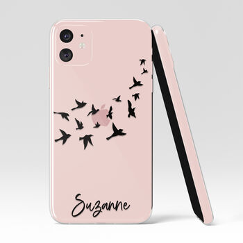 Personalised Flying Birds Name Clear Phone Case, 5 of 5