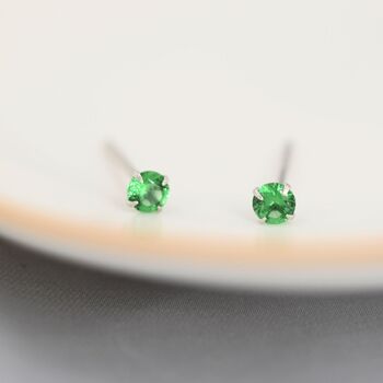 May Birthstone Emerald Green Stud Earrings, 2 of 12