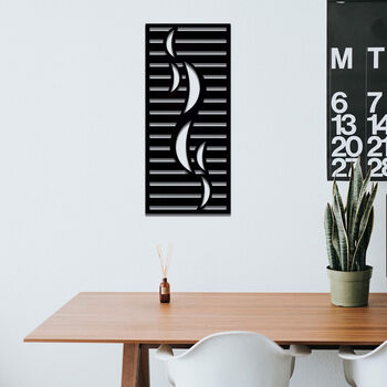 Modern Wooden Wall Art With Abstract Stripes And Curves, 4 of 9