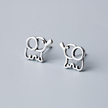 Sterling Silver Elephant Stud Earrings, 2 of 5