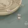 Tiny Open Heart Internally Threaded Flat Back Earrings In Sterling Silver, thumbnail 2 of 11