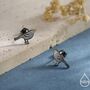 Little Black Bird Stud Earrings In Sterling Silver With Yellow Beak, thumbnail 1 of 10