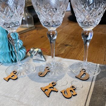 Alphabet Five Christmas Party Wine Glass Charms, 8 of 9