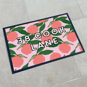 Personalised Pink Botanical Doormat House Warming Gift, 2 of 2