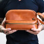 Personalised Tan Buffalo Leather Raleigh Wash Bag, thumbnail 1 of 9