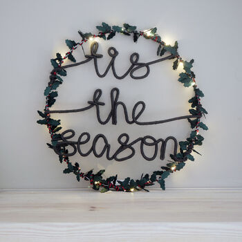 Tis The Season Holly Fairy Light Wreath, 5 of 12