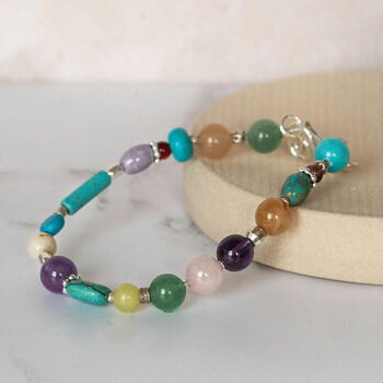 Sterling Silver And Semi Precious Bead Bracelet, 2 of 7