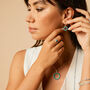 Halo Radiance Turquoise Sterling Silver/Gold Drop Earrings, thumbnail 2 of 10