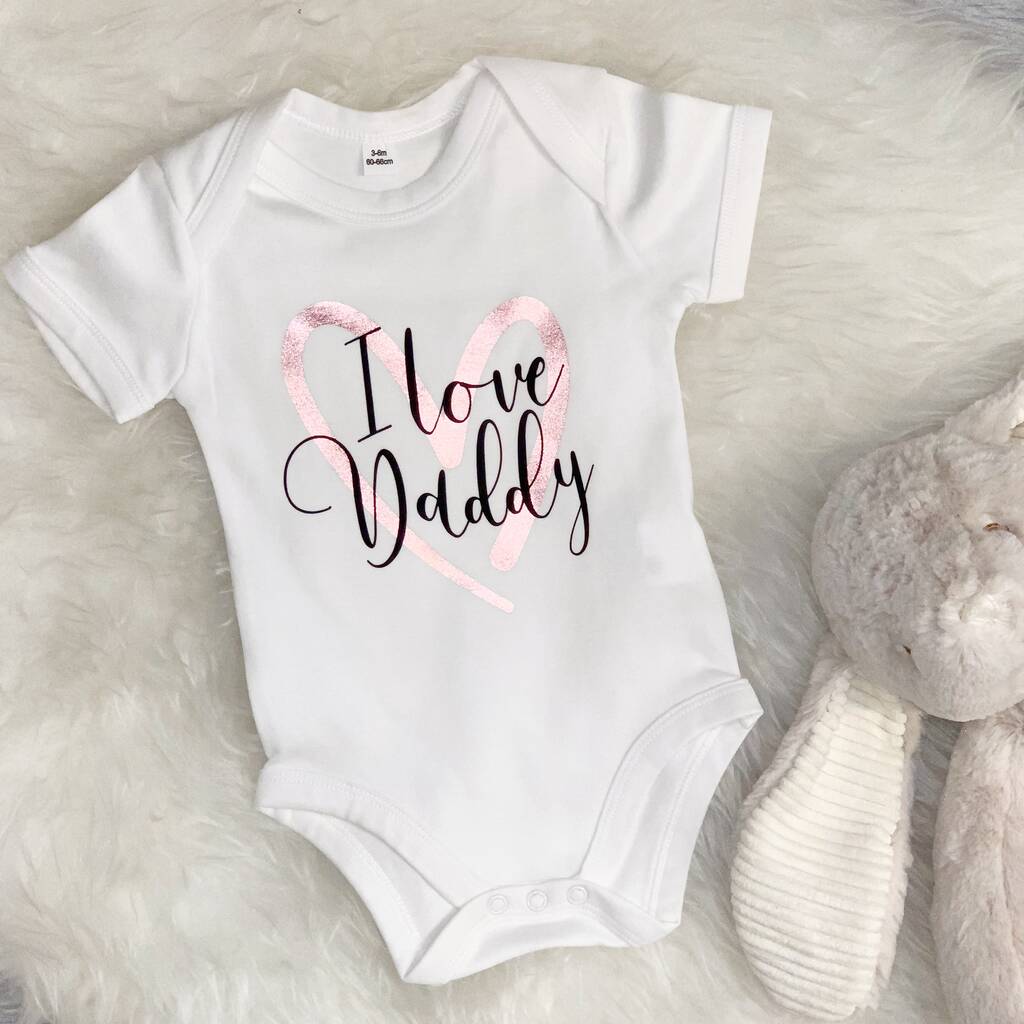 I Love My Daddy Rose Gold Heart Babygrow, 1 of 2