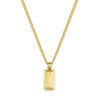 Small Ingot Men's Necklace 18 K Gold Plated Steel, 2 of 6