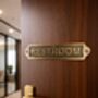 Custom Solid Brass Restroom Plaque With Antique Finish, thumbnail 3 of 7