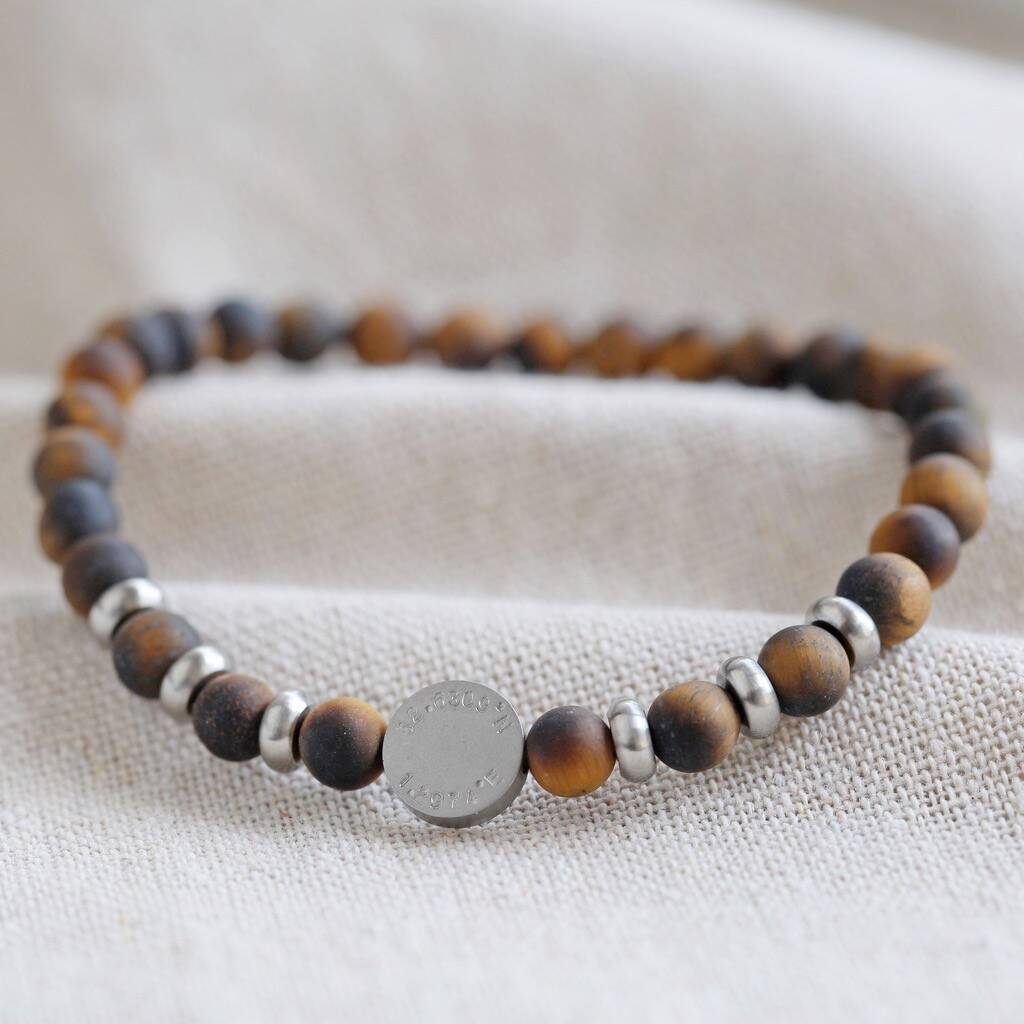 Men's Personalised Semi Precious Stone Bead Bracelet By Lisa Angel