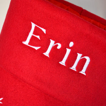 Personalised Red Christmas Stocking With Plush Reindeer, 5 of 5